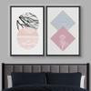 IDEA4WALL Framed Wall Art Print Set Floral Line Art & Silhouettes in Pink & Blue Pastel Polygons Nature Wilderness Mixed Minimalism Bohemian for Living Room, Bedroom, Office - 16"x24"x2 Black view 2