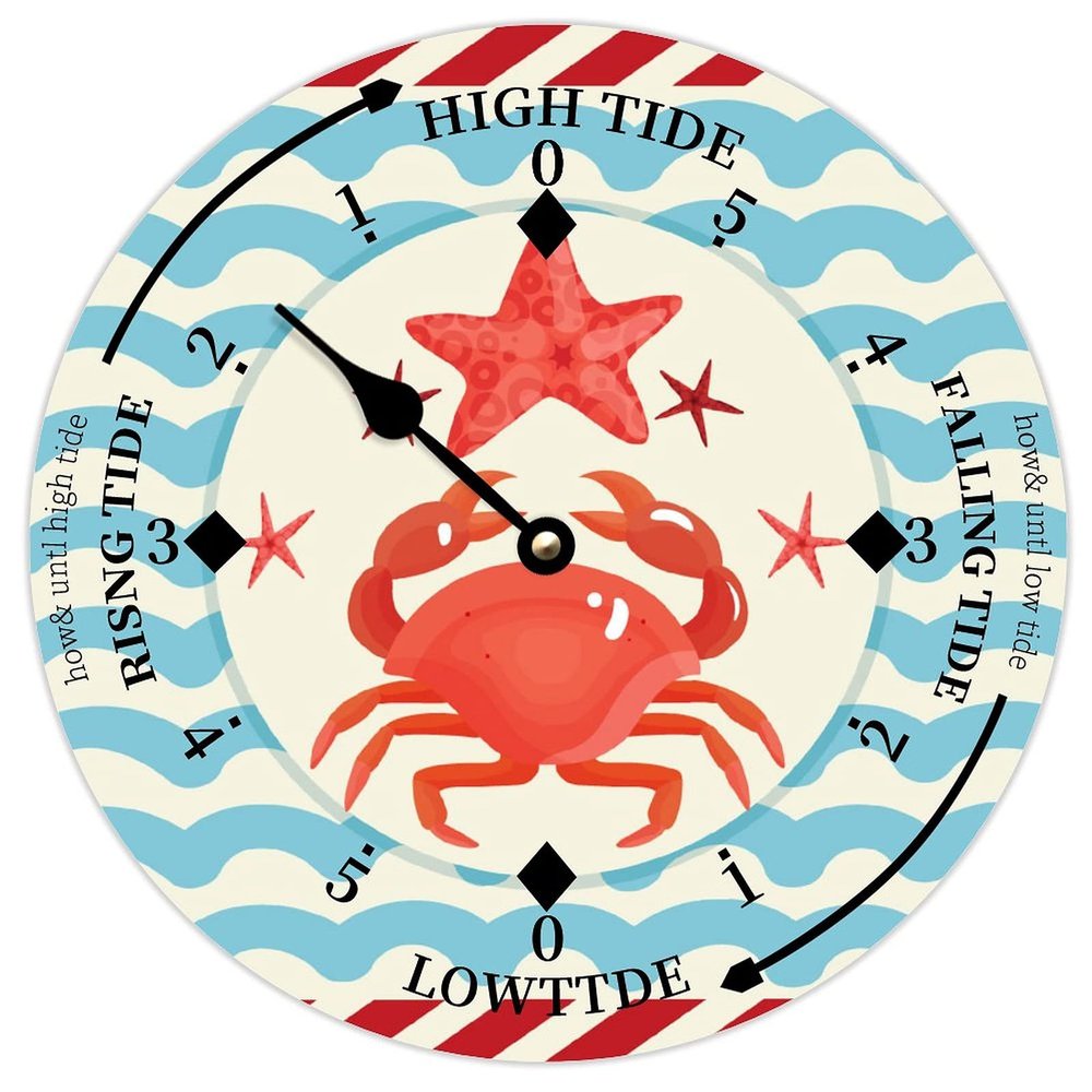 Sea Clock Retro Beach Wall Clock Battery Operated Silent Custom Vintage Wood Clocks for Home Living Room Kitchen Coastal Beach House Gift