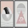 IDEA4WALL Framed Canvas Print Wall Art Floral Line Art & Silhouettes in Pink & Gray Pastel Polygons Nature Wilderness Mixed Minimalism Bohemian for Living Room, Bedroom, Office - 16"x24"x2 Black view 1