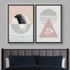IDEA4WALL Framed Canvas Print Wall Art Floral Line Art & Silhouettes in Pink & Gray Pastel Polygons Nature Wilderness Mixed Minimalism Bohemian for Living Room, Bedroom, Office - 16"x24"x2 Black view 2