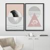 IDEA4WALL Framed Canvas Print Wall Art Floral Line Art & Silhouettes in Pink & Gray Pastel Polygons Nature Wilderness Mixed Minimalism Bohemian for Living Room, Bedroom, Office - 16"x24"x2 Black view 3