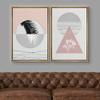 IDEA4WALL Framed Canvas Print Wall Art Floral Line Art & Silhouettes in Pink & Gray Pastel Polygons Nature Wilderness Mixed Minimalism Bohemian for Living Room, Bedroom, Office - 16"x24"x2 Natural view 2
