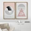 IDEA4WALL Framed Canvas Print Wall Art Floral Line Art & Silhouettes in Pink & Gray Pastel Polygons Nature Wilderness Mixed Minimalism Bohemian for Living Room, Bedroom, Office - 16"x24"x2 Natural view 3