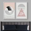 IDEA4WALL Framed Canvas Print Wall Art Floral Line Art & Silhouettes in Pink & Gray Pastel Polygons Nature Wilderness Mixed Minimalism Bohemian for Living Room, Bedroom, Office - 16"x24"x2 White view 2