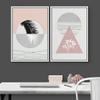 IDEA4WALL Framed Canvas Print Wall Art Floral Line Art & Silhouettes in Pink & Gray Pastel Polygons Nature Wilderness Mixed Minimalism Bohemian for Living Room, Bedroom, Office - 16"x24"x2 White view 3