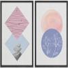 IDEA4WALL Framed Canvas Print Wall Art Floral Line Art & Stones in Pink & Purple Pastel Polygons Nature Wilderness Mixed Media Minimalism Bohemian for Living Room, Bedroom, Office - 16"x24"x2 Black view 1