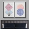 IDEA4WALL Framed Canvas Print Wall Art Floral Line Art & Stones in Pink & Purple Pastel Polygons Nature Wilderness Mixed Media Minimalism Bohemian for Living Room, Bedroom, Office - 16"x24"x2 Black view 2
