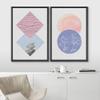 IDEA4WALL Framed Canvas Print Wall Art Floral Line Art & Stones in Pink & Purple Pastel Polygons Nature Wilderness Mixed Media Minimalism Bohemian for Living Room, Bedroom, Office - 16"x24"x2 Black view 3