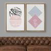 IDEA4WALL Framed Wall Art Print Set Floral Line Art & Silhouettes in Pink & Blue Pastel Polygons Nature Wilderness Mixed Minimalism Bohemian for Living Room, Bedroom, Office - 16"x24"x2 Natural view 2