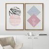 IDEA4WALL Framed Wall Art Print Set Floral Line Art & Silhouettes in Pink & Blue Pastel Polygons Nature Wilderness Mixed Minimalism Bohemian for Living Room, Bedroom, Office - 16"x24"x2 Natural view 3