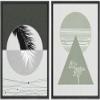 IDEA4WALL Framed Canvas Print Wall Art Floral Line Art & Silhouettes in Gray & Green Pastel Polygons Nature Wilderness Mixed Minimalism Bohemian for Living Room, Bedroom, Office - 16"x24"x2 Black view 1