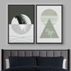 IDEA4WALL Framed Canvas Print Wall Art Floral Line Art & Silhouettes in Gray & Green Pastel Polygons Nature Wilderness Mixed Minimalism Bohemian for Living Room, Bedroom, Office - 16"x24"x2 Black view 2