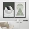 IDEA4WALL Framed Canvas Print Wall Art Floral Line Art & Silhouettes in Gray & Green Pastel Polygons Nature Wilderness Mixed Minimalism Bohemian for Living Room, Bedroom, Office - 16"x24"x2 Black view 3
