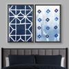 IDEA4WALL Framed Canvas Print Wall Art Dark Blue Watercolor Effect Diamond Polygon Display Abstract Geometric Illustrations Minimalism Mid-Century for Living Room, Bedroom, Office - 16"x24"x2 Black view 2