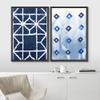 IDEA4WALL Framed Canvas Print Wall Art Dark Blue Watercolor Effect Diamond Polygon Display Abstract Geometric Illustrations Minimalism Mid-Century for Living Room, Bedroom, Office - 16"x24"x2 Black view 3