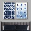IDEA4WALL Framed Canvas Print Wall Art Dark Blue Watercolor Effect Diamond Polygon Display Abstract Geometric Illustrations Minimalism Mid-Century for Living Room, Bedroom, Office - 16"x24"x2 White view 2