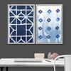 IDEA4WALL Framed Canvas Print Wall Art Dark Blue Watercolor Effect Diamond Polygon Display Abstract Geometric Illustrations Minimalism Mid-Century for Living Room, Bedroom, Office - 16"x24"x2 White view 3