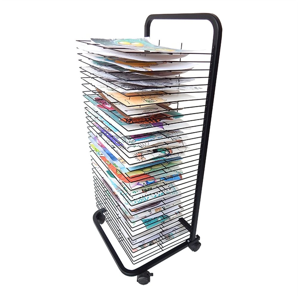 YSCMX Drying Rack, Mobile Art Drying Rack with Wire Shelves for Works of Art, Black Powder Coated FinishIdeal for Schools and Art ClubsDrying & Print Racks (Size : 35-Layer)
