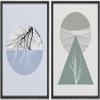 IDEA4WALL Framed Canvas Print Wall Art Floral Line Art & Silhouettes in Green & Blue Pastel Polygons Nature Wilderness Mixed Minimalism Bohemian for Living Room, Bedroom, Office - 16"x24"x2 Black view 1