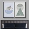 IDEA4WALL Framed Canvas Print Wall Art Floral Line Art & Silhouettes in Green & Blue Pastel Polygons Nature Wilderness Mixed Minimalism Bohemian for Living Room, Bedroom, Office - 16"x24"x2 Black view 2