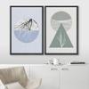 IDEA4WALL Framed Canvas Print Wall Art Floral Line Art & Silhouettes in Green & Blue Pastel Polygons Nature Wilderness Mixed Minimalism Bohemian for Living Room, Bedroom, Office - 16"x24"x2 Black view 3