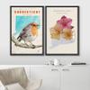IDEA4WALL Framed Canvas Print Wall Art Connecticut American Robin & Jalapa Duo Birds Flower Watercolor Realism Rustic Colorful Multicolor Warm for Living Room, Bedroom, Office - 16"x24"x2 Black view 3