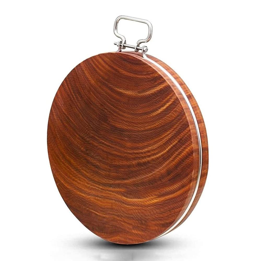 MNSSRN Whole Wooden Cutting Board, Anti-Cutting Durable Cut Bones Cut Meat Round Thickened Dining Room Suitable for 2 to 5 People,39cm