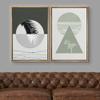 IDEA4WALL Framed Canvas Print Wall Art Floral Line Art & Silhouettes in Gray & Green Pastel Polygons Nature Wilderness Mixed Minimalism Bohemian for Living Room, Bedroom, Office - 16"x24"x2 Natural view 2