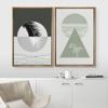 IDEA4WALL Framed Canvas Print Wall Art Floral Line Art & Silhouettes in Gray & Green Pastel Polygons Nature Wilderness Mixed Minimalism Bohemian for Living Room, Bedroom, Office - 16"x24"x2 Natural view 3