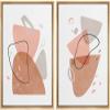 IDEA4WALL Framed Wall Art Print Set Watercolor Style Pink, Gray & Brown Color Blocks Abstract Shapes Minimalism Bohemian Colorful Pastel for Living Room, Bedroom, Office - 16"x24"x2 Natural view 1