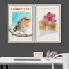 IDEA4WALL Framed Canvas Print Wall Art Connecticut American Robin & Jalapa Duo Birds Flower Watercolor Realism Rustic Colorful Multicolor Warm for Living Room, Bedroom, Office - 16"x24"x2 White view 3
