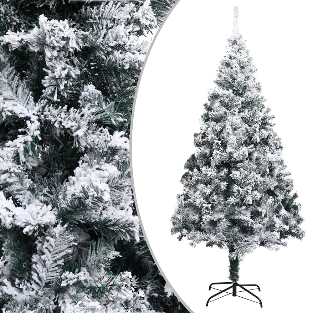Artificial Christmas Tree with Flocked Snow Green 70.9" PVC,White Artificial Christmas Tree, with Metal Stand, Easy Assembly, for Indoor and Outdoor Use,Christmas Artificial Snow