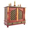 Wooden Temple Religious Home Temple, Pooja Mandir |Indian| |Hindu| |Decoration| |Puja| |Cabinet| |Temple| |Bhagwan| Wall| |Hanging| Decor For Home Office Decor By KAMDHENU ART AND CRAFT. (Red Jali) view 1