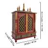 Wooden Temple Religious Home Temple, Pooja Mandir |Indian| |Hindu| |Decoration| |Puja| |Cabinet| |Temple| |Bhagwan| Wall| |Hanging| Decor For Home Office Decor By KAMDHENU ART AND CRAFT. (Red Jali) view 2