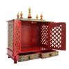 Wooden Temple Religious Home Temple, Pooja Mandir |Indian| |Hindu| |Decoration| |Puja| |Cabinet| |Temple| |Bhagwan| Wall| |Hanging| Decor For Home Office Decor By KAMDHENU ART AND CRAFT. (Red Jali) view 3