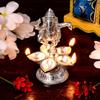Indian Shelf Handmade Ganesha Ancient Pital Diya Brass Oil Lamp Diwali Gifts Decoration Worship Deep (Size: 14.2cm) BOL-364 view 1