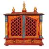 Wooden Temple Religious Home Temple, Pooja Mandir |Indian| |Hindu| |Decoration| |Puja| |Cabinet| |Temple| |Bhagwan| Wall| |Hanging| Decor For Home Office Decor By KAMDHENU ART AND CRAFT. (Blue) view 1