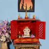 Wooden Temple Religious Home Temple, Pooja Mandir |Indian| |Hindu| |Decoration| |Puja| |Cabinet| |Temple| |Bhagwan| Wall| |Hanging| Decor For Home Office Decor By KAMDHENU ART AND CRAFT. (Blue) view 2