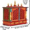 Wooden Temple Religious Home Temple, Pooja Mandir |Indian| |Hindu| |Decoration| |Puja| |Cabinet| |Temple| |Bhagwan| Wall| |Hanging| Decor For Home Office Decor By KAMDHENU ART AND CRAFT. (Blue) view 3