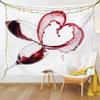Ambesonne Wine Tapestry, Heart Shape Spilling Red Drink in Glasses Romantic Valentines Day Concept, Fabric Wall Hanging Decor for Bedroom Living Room Dorm, 28" X 23", Burgundy White Pink view 1