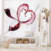 Ambesonne Wine Tapestry, Heart Shape Spilling Red Drink in Glasses Romantic Valentines Day Concept, Fabric Wall Hanging Decor for Bedroom Living Room Dorm, 28" X 23", Burgundy White Pink view 2