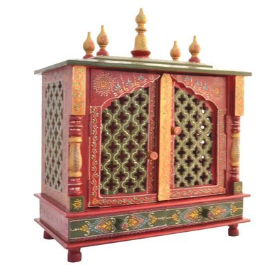 Wooden Temple Religious Home Temple, Pooja Mandir |Indian| |Hindu| |Decoration| |Puja| |Cabinet| |Temple| |Bhagwan| Wall| |Hanging| Decor For Home Office Decor By KAMDHENU ART AND CRAFT. (Jl)