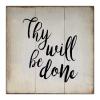 Aihesui Rustic Wood Signs Modern Farmhouse Wall Hanging Art Thy Will Be Done Plaque for Living Room Kitchen Batheroom Bedroom 16x16inch, White view 1