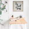 Aihesui Rustic Wood Signs Modern Farmhouse Wall Hanging Art Thy Will Be Done Plaque for Living Room Kitchen Batheroom Bedroom 16x16inch, White view 3
