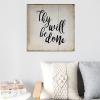 Aihesui Rustic Wood Signs Modern Farmhouse Wall Hanging Art Thy Will Be Done Plaque for Living Room Kitchen Batheroom Bedroom 16x16inch, White view 4