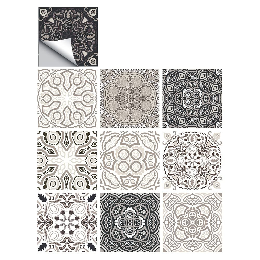 25 PCS Moroccan Style Tile Sticker, 4x4 Inch(10x10cm) Traditional DIY Murals, Tile Waterproof Oil Proof Removable Decals for Bathroom & Kitchen Backsplash (4I-SVC0-ZV27)
