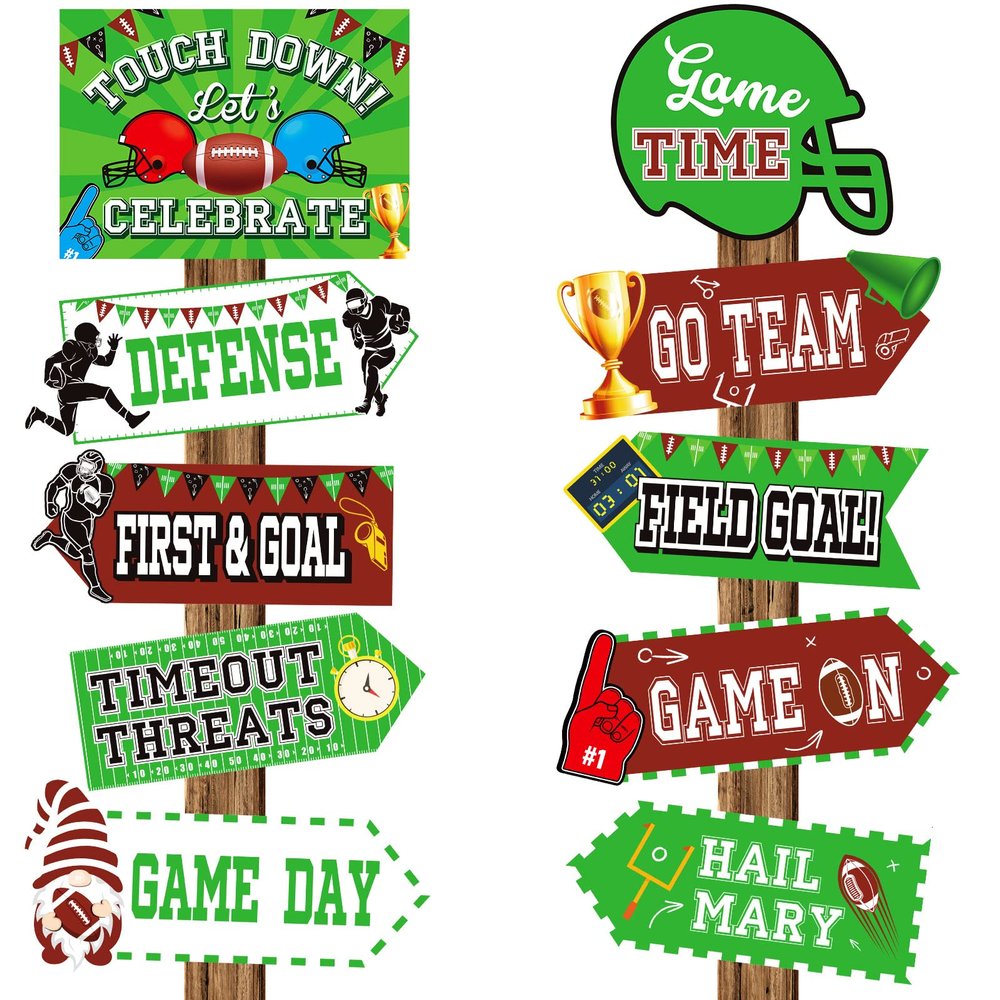 20 Pieces Football Party Sign Football Tailgate Party Supplies Concession Stand Decoration Soccer Team Decor Favors for Game Bar Decoration Kit