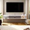 Pmnianhua Modern Floating TV Stand, 47'' Wall-Mounted Media Console with Storage for Bedroom, Living Room (Grey-White) view 2