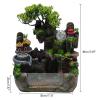 Gdrasuya10 110V Desktop Fountain Fish Tank Mini Waterfall with Fisherman, LED Lighting Fountain Simulation Resin Rockery Water Fountain Bonsai Ornaments for Home, Office, Bedroom, Desk view 4