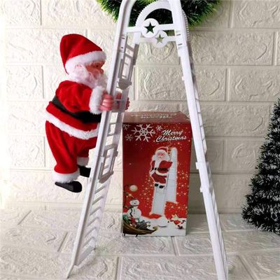 2022 Electric Climbing Santa with Music & LED Light, Electric Climbing Ladder Santa Claus Doll for Xmas Tree Decorations Hanging Christmas Ornaments Tree Decor Holiday Party Gift for Kids (B)